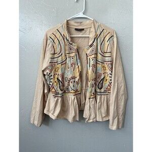The Pyramid Collection Cardigan Sweater Multicolor Size XL Top Boho Embroidered